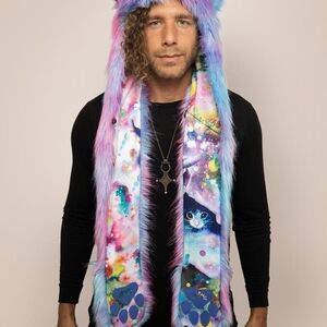 SpiritHoods Blue and Pink Tie-Dye Faux Fur Scarf